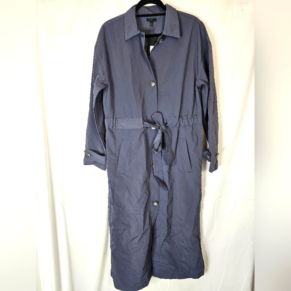 Atm Paper Cotton Trench Coat Size Small In Navy Blue